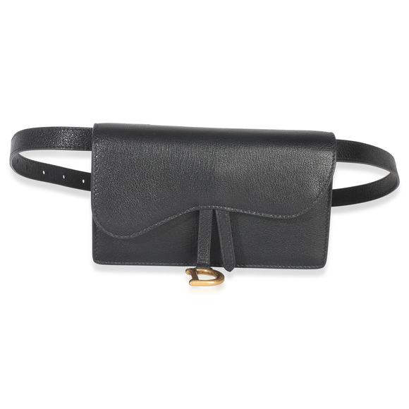 Christian Dior Black Leather Saddle Belt Pouch